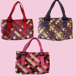 3 Woven Red and Purple Women's Handbag from Philippines